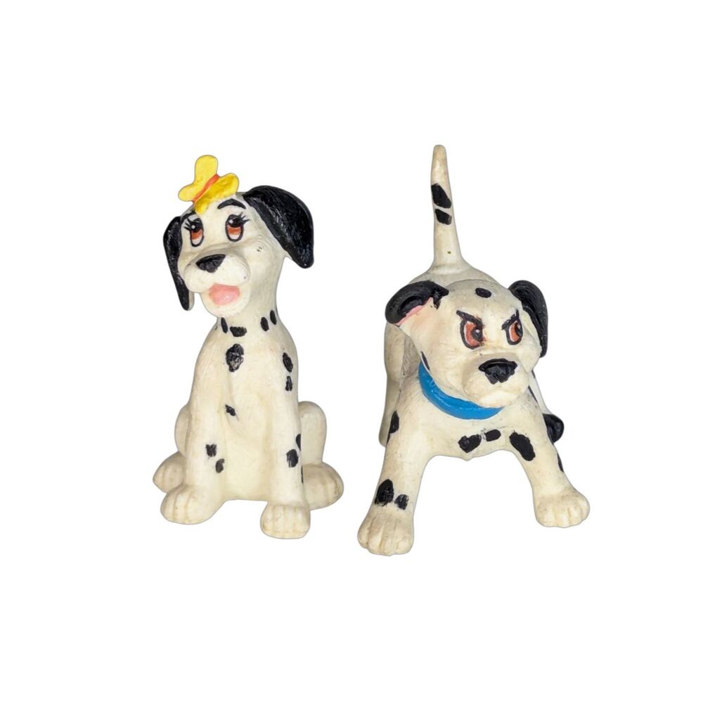 Vintage Disney 101 Dalmatians Dog Figurines Lot of 2 PVC Applause Cake Topper